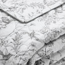 Colibri Floral - Couvre-Lit - Satin De Coton - Noir Gris