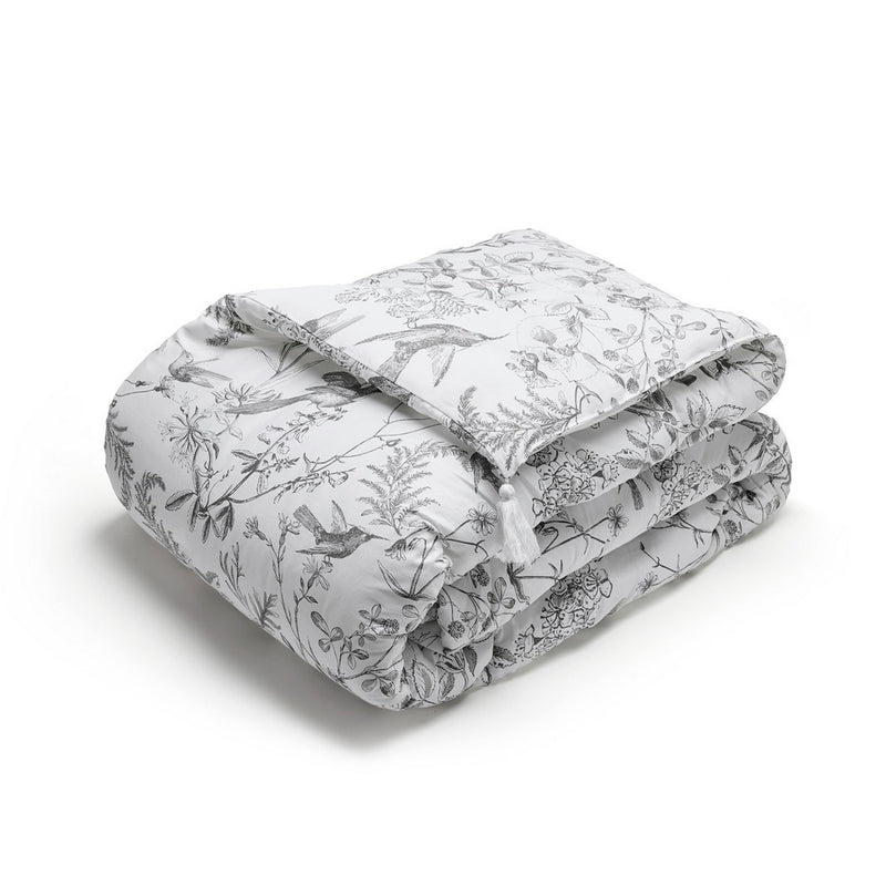 Colibri Floral - Édredon Avec Glands - Noir Gris