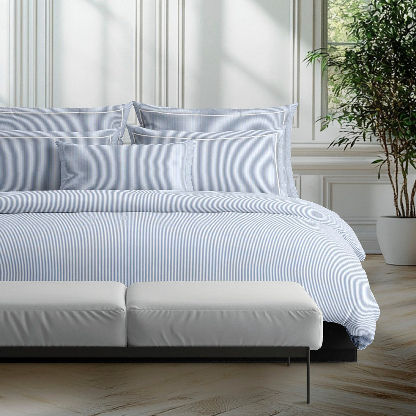 Dauphine - Taie De Traversin - Coton Percale - Bleu Clair