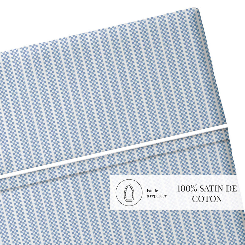 Dauphine - Drap Plat - Coton Percale - Bleu Clair