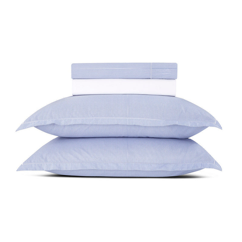 Dauphine - Ensemble De Draps - Coton Percale - Bleu Clair