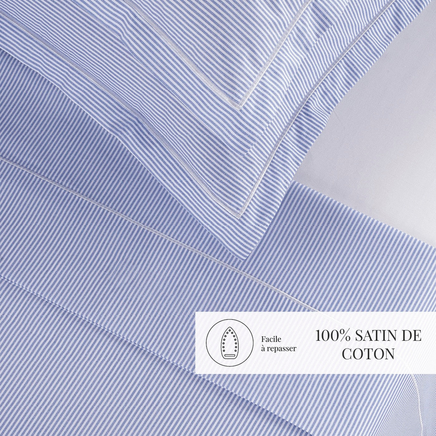 Dauphine - Ensemble De Draps - Coton Percale - Bleu Clair