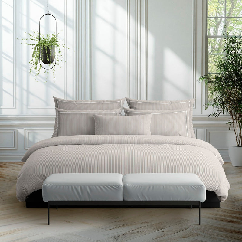 Dauphine - Housse De Couette + 2 Taies D'Oreiller - Coton Percale - Taupe
