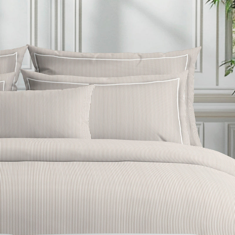 Dauphine - Housse De Couette + 2 Taies D'Oreiller - Coton Percale - Taupe