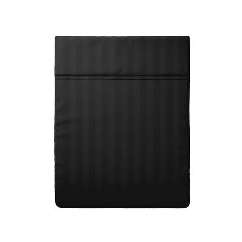 Dobby Stripe Woven - Drap Plat - Satin De Coton - Dobby Stripe - Noir