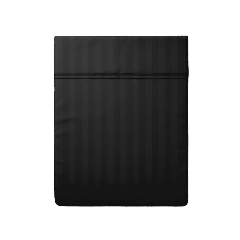 Dobby Stripe Woven - Drap Plat - Satin De Coton - Dobby Stripe - Noir