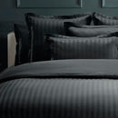 Dobby Stripe Woven - Drap Plat - Satin De Coton - Dobby Stripe - Noir