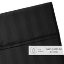 Dobby Stripe Woven - Drap Plat - Satin De Coton - Dobby Stripe - Noir