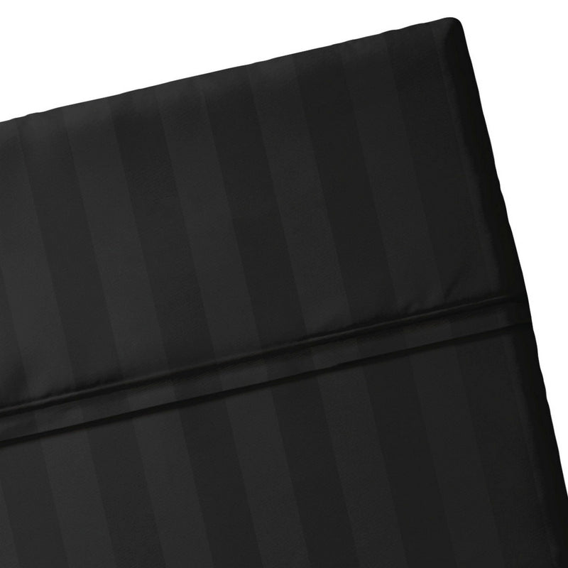 Dobby Stripe Woven - Drap Plat - Satin De Coton - Dobby Stripe - Noir