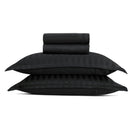 Dobby Stripe Woven - Ensemble De Draps - Satin De Coton - Rayure Tissé Dobby - Noir