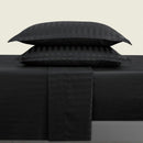 Dobby Stripe Woven - Ensemble De Draps - Satin De Coton - Rayure Tissé Dobby - Noir