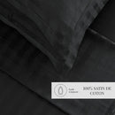 Dobby Stripe Woven - Ensemble De Draps - Satin De Coton - Rayure Tissé Dobby - Noir