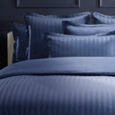 Dobby Stripe Woven - Drap Plat - Satin De Coton - Dobby Stripe - Bleu