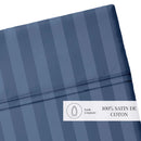 Dobby Stripe Woven - Drap Plat - Satin De Coton - Dobby Stripe - Bleu