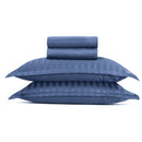 Dobby Stripe Woven - Ensemble De Draps - Satin De Coton - Rayure Tissé Dobby - Bleu