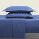 Dobby Stripe Woven - Ensemble De Draps - Satin De Coton - Rayure Tissé Dobby - Bleu