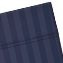 Dobby Stripe Woven - Drap Plat - Satin De Coton - Dobby Stripe - Bleu Foncé