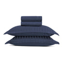 Dobby Stripe Woven - Ensemble De Draps - Satin De Coton - Rayure Tissé Dobby - Bleu Foncé