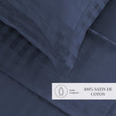 Dobby Stripe Woven - Ensemble De Draps - Satin De Coton - Rayure Tissé Dobby - Bleu Foncé