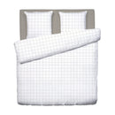Carreaux - Housse De Couette + Taie D'Oreiller - Satin De Coton - Blanc / Taupe