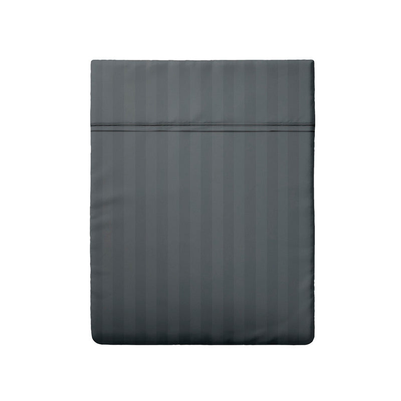 Dobby Stripe Woven - Drap Plat - Satin De Coton - Dobby Stripe - Gris Foncé
