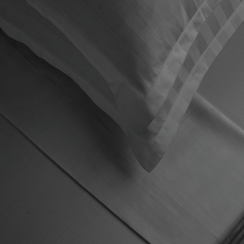 Dobby Stripe Woven - Ensemble De Draps - Satin De Coton - Rayure Tissé Dobby - Gris Foncé