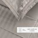 Dobby Stripe Woven - Ensemble De Draps - Satin De Coton - Rayure Tissé Dobby - Taupe