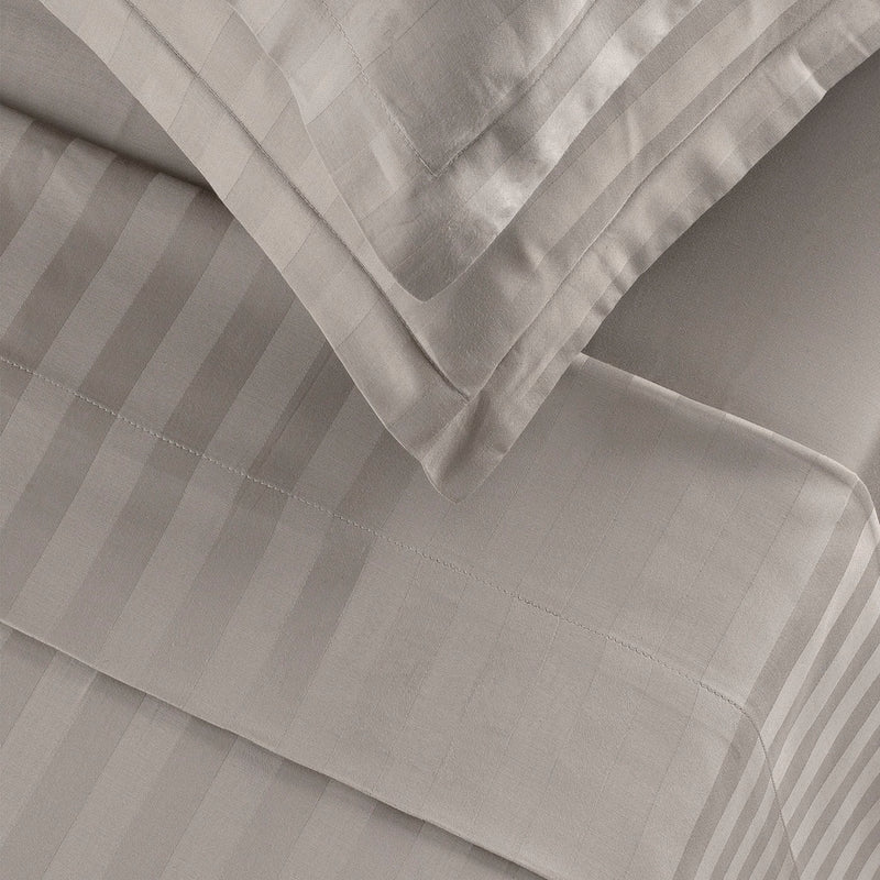 Dobby Stripe Woven - Ensemble De Draps - Satin De Coton - Rayure Tissé Dobby - Taupe