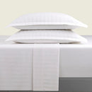 Dobby Stripe Woven - Ensemble De Draps - Satin De Coton - Rayure Tissé Dobby - Blanc