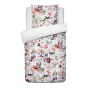 Fleurs Éclatantes - Housse De Couette + Taie D'Oreiller - Satin De Coton - Blanc