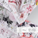 Fleurs Éclatantes - Ensemble De Draps - Satin De Coton - Blanc