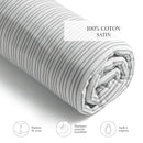 Fleurs Esquissées - Drap-Housse - Satin De Coton - Gris
