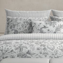 Fleurs Esquissées - Drap Plat - Satin De Coton - Gris