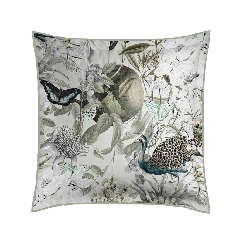 Jardin Orné - Taie D'Oreiller - Satin De Coton - Vert Tilleul