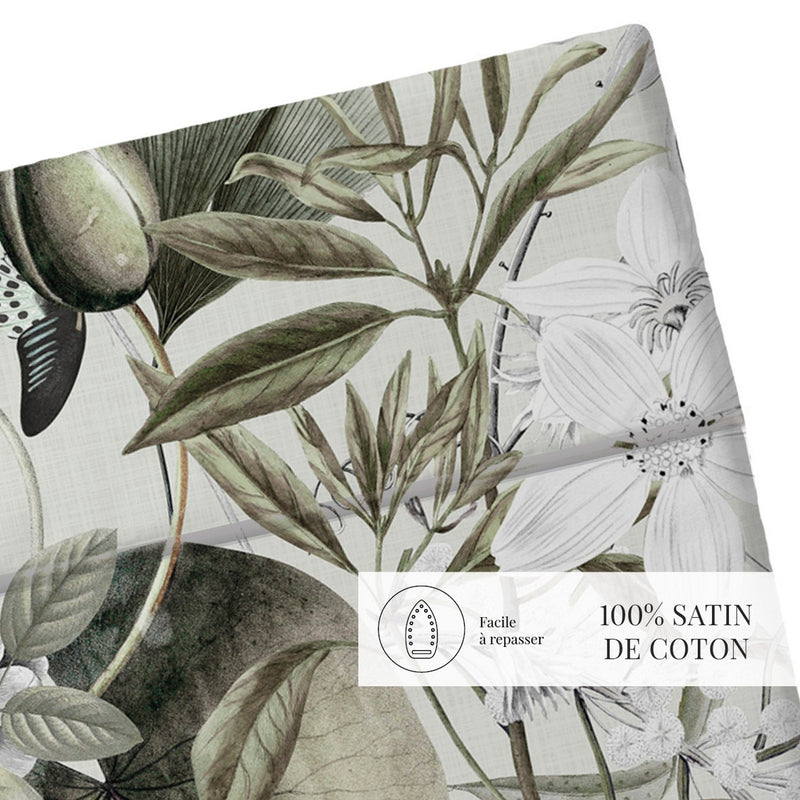 Jardin Orné - Drap Plat - Satin De Coton - Vert Tilleul