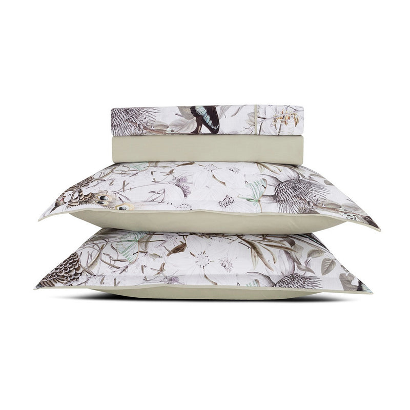 Jardin Orné - Ensemble De Draps - Satin De Coton - Vert Tilleul