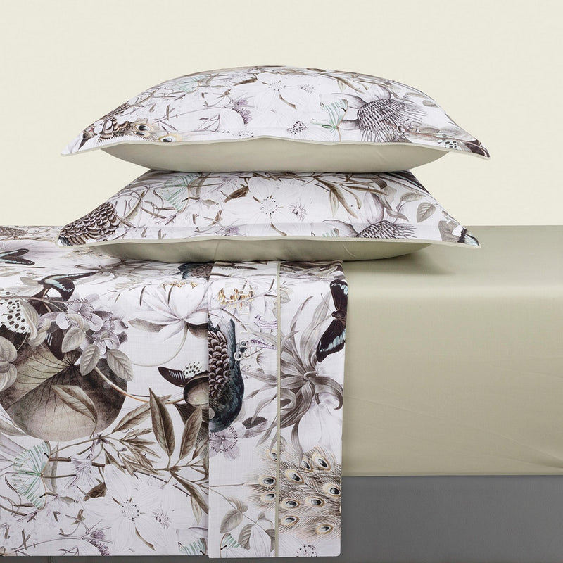 Jardin Orné - Ensemble De Draps - Satin De Coton - Vert Tilleul
