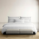 Grand Hôtel - Housse De Couette + Taie D'Oreiller - Satin De Coton - Gris / Blanc