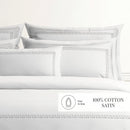 Grand Hôtel - Housse De Couette + Taie D'Oreiller - Satin De Coton - Gris / Blanc