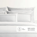 Grand Hôtel - Housse De Couette + Taie D'Oreiller - Satin De Coton - Gris / Blanc