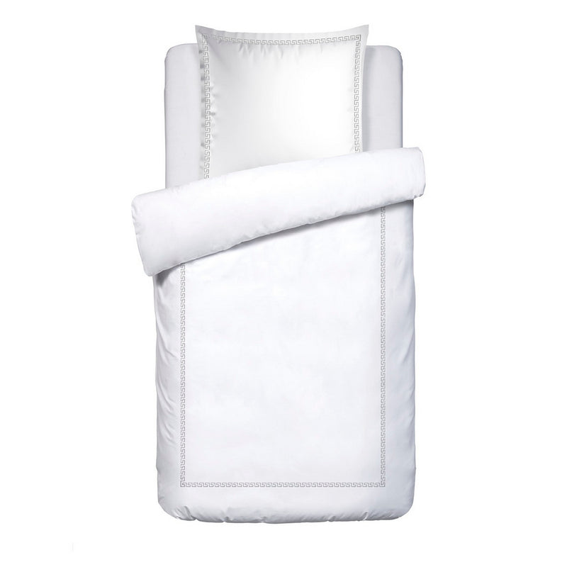 Grand Hôtel - Housse De Couette + Taie D'Oreiller - Satin De Coton - Gris / Blanc