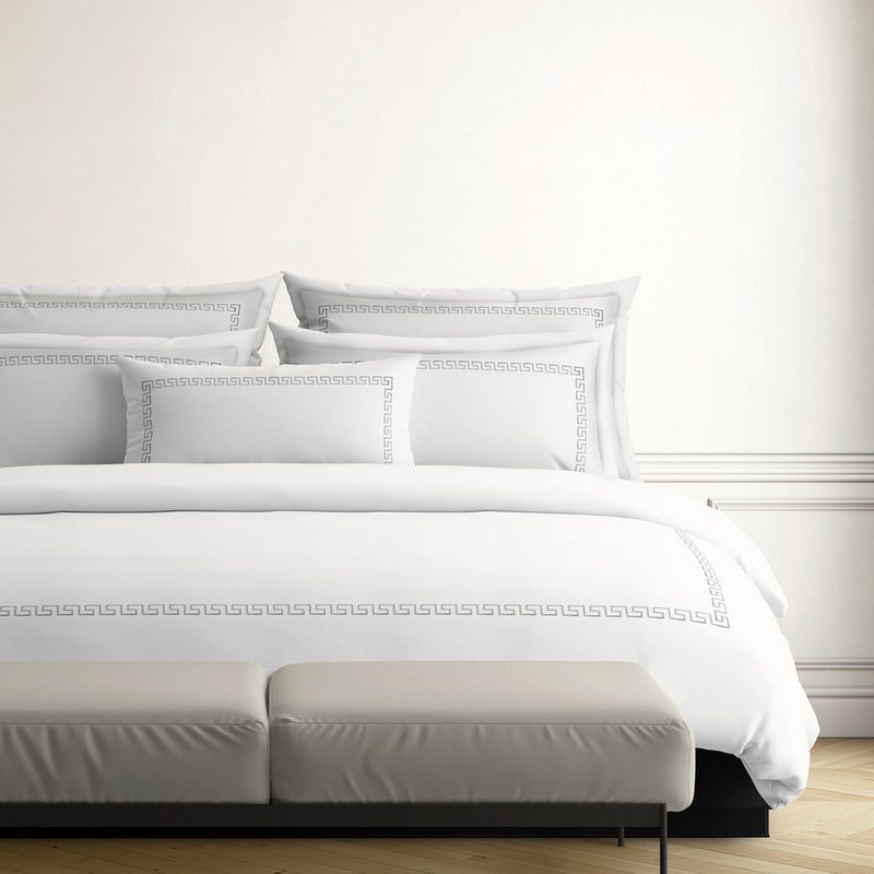 Grand Hôtel - Taie De Traversin - Satin De Coton - Gris / Blanc