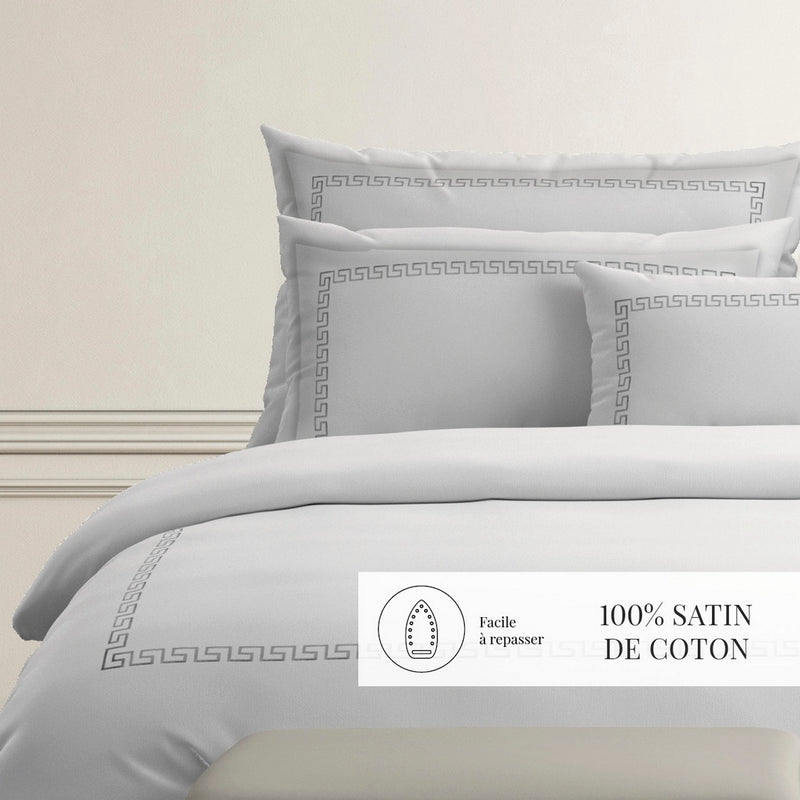 Grand Hôtel - Taie De Traversin - Satin De Coton - Gris / Blanc