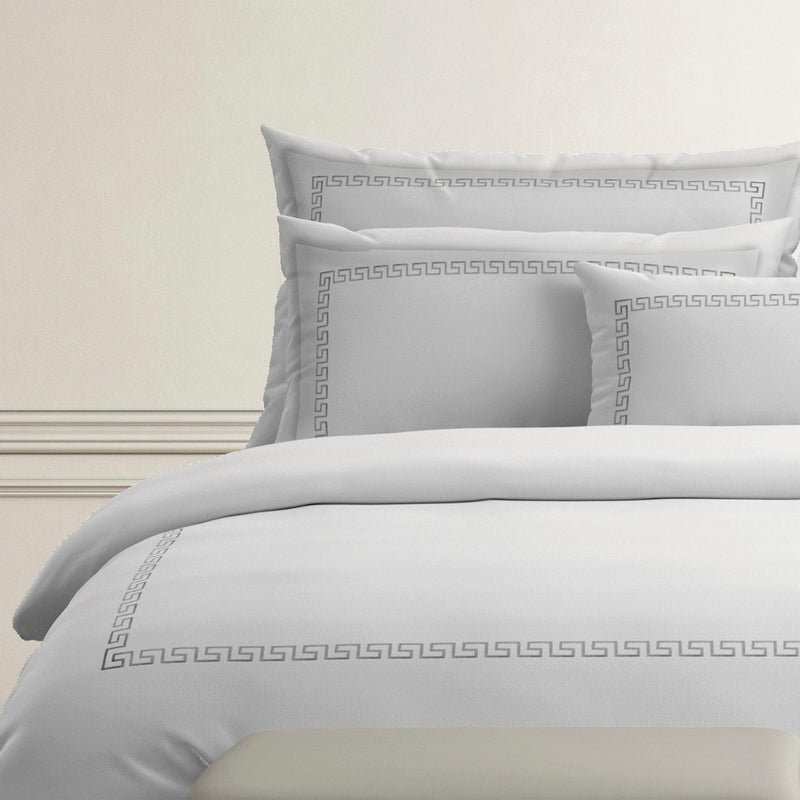 Grand Hôtel - Taie De Traversin - Satin De Coton - Gris / Blanc