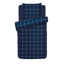 Amélia - Housse De Couette + Taie D'Oreiller - Satin De Coton - Bleu Foncé