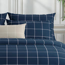 Amélia - Housse De Couette + Taie D'Oreiller - Satin De Coton - Bleu Foncé