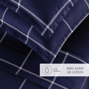 Amélia - Taie D'Oreiller - Satin De Coton - Bleu Foncé