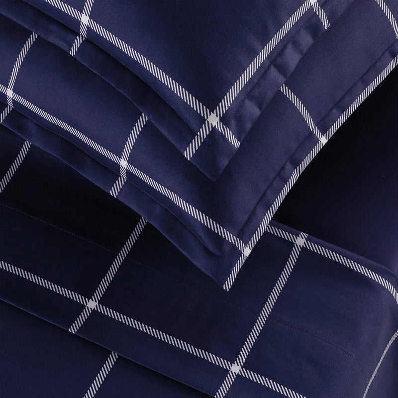Amélia - Taie D'Oreiller - Satin De Coton - Bleu Foncé