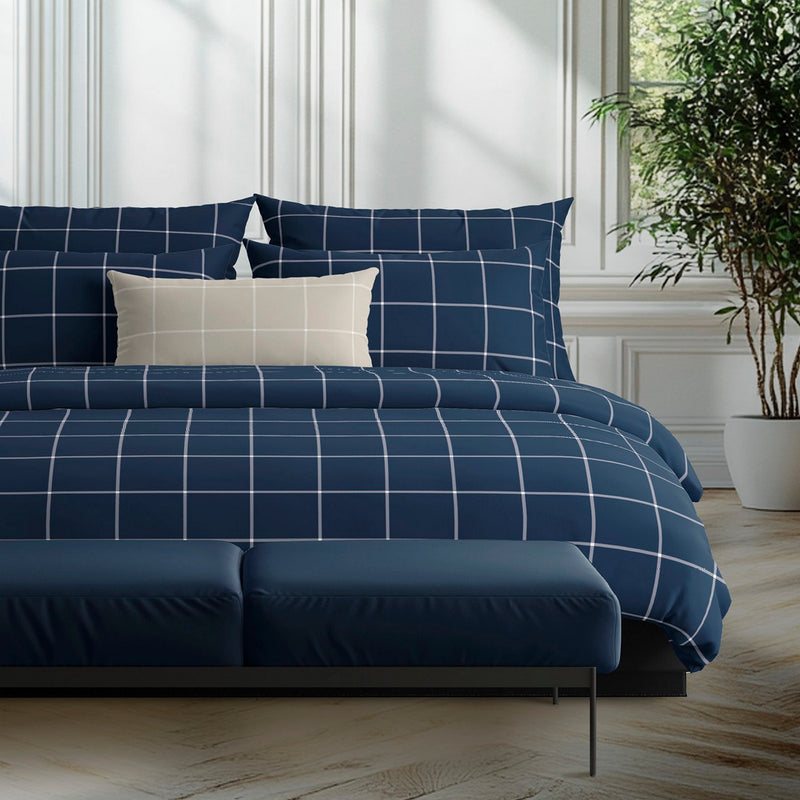 Amélia - Taie De Traversin - Satin De Coton - Bleu Foncé