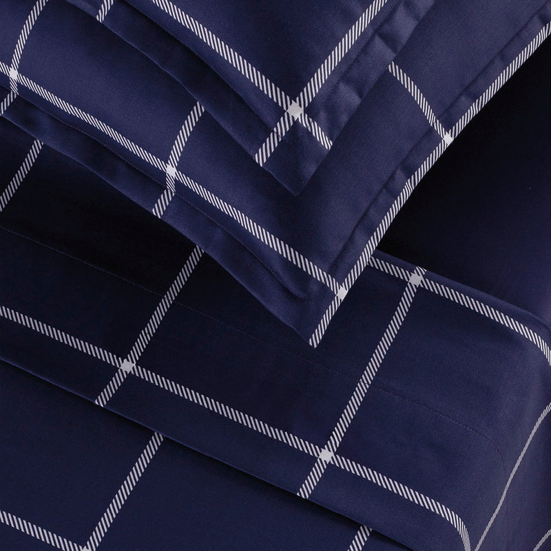 Amélia - Taie De Traversin - Satin De Coton - Bleu Foncé